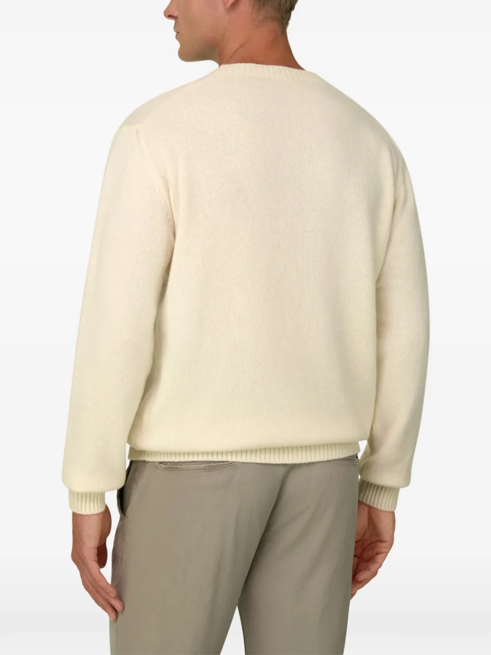 Boggi Milano crew neck jumper in wool blend Beige