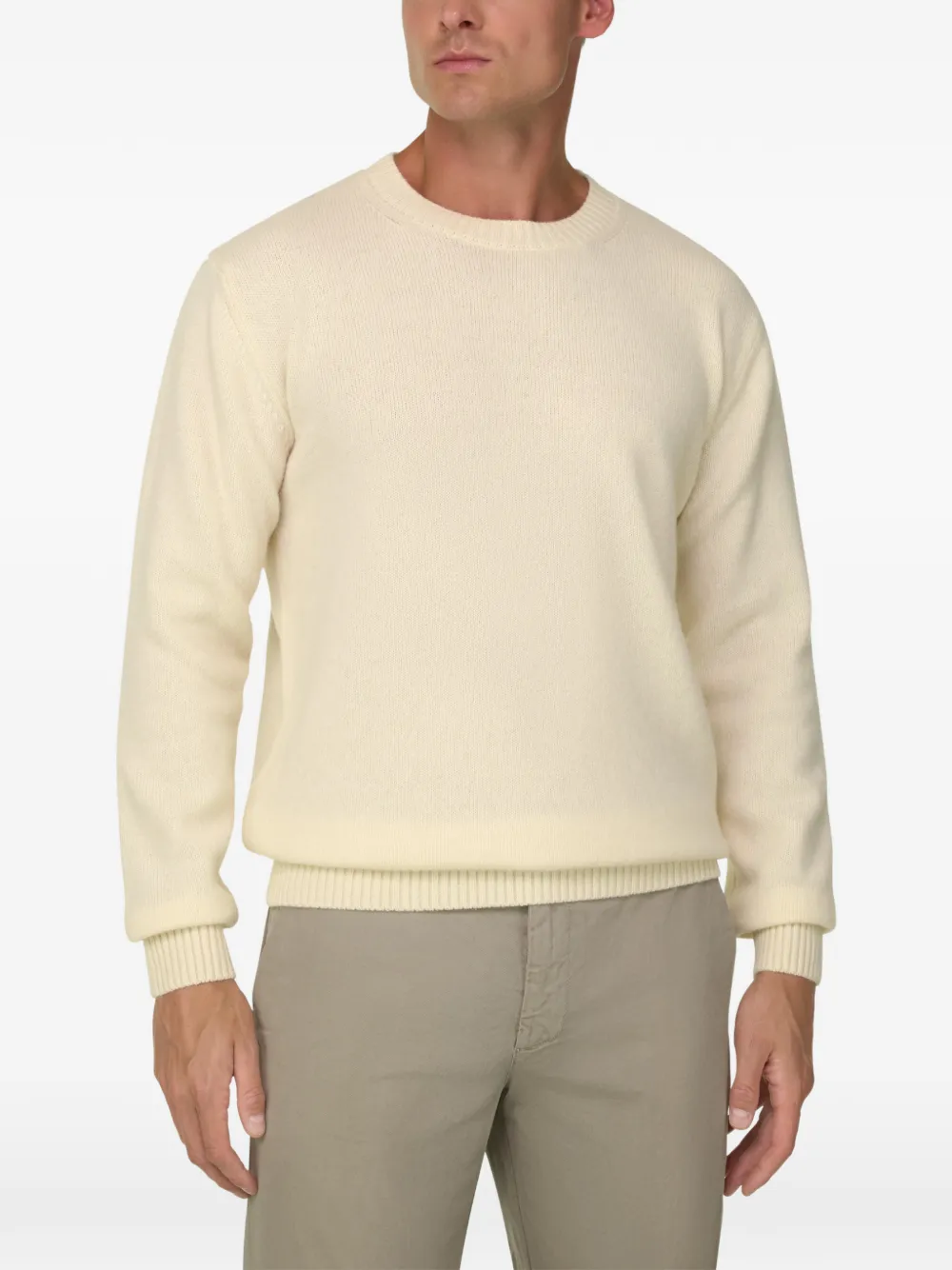 Boggi Milano crew neck jumper in wool blend Beige