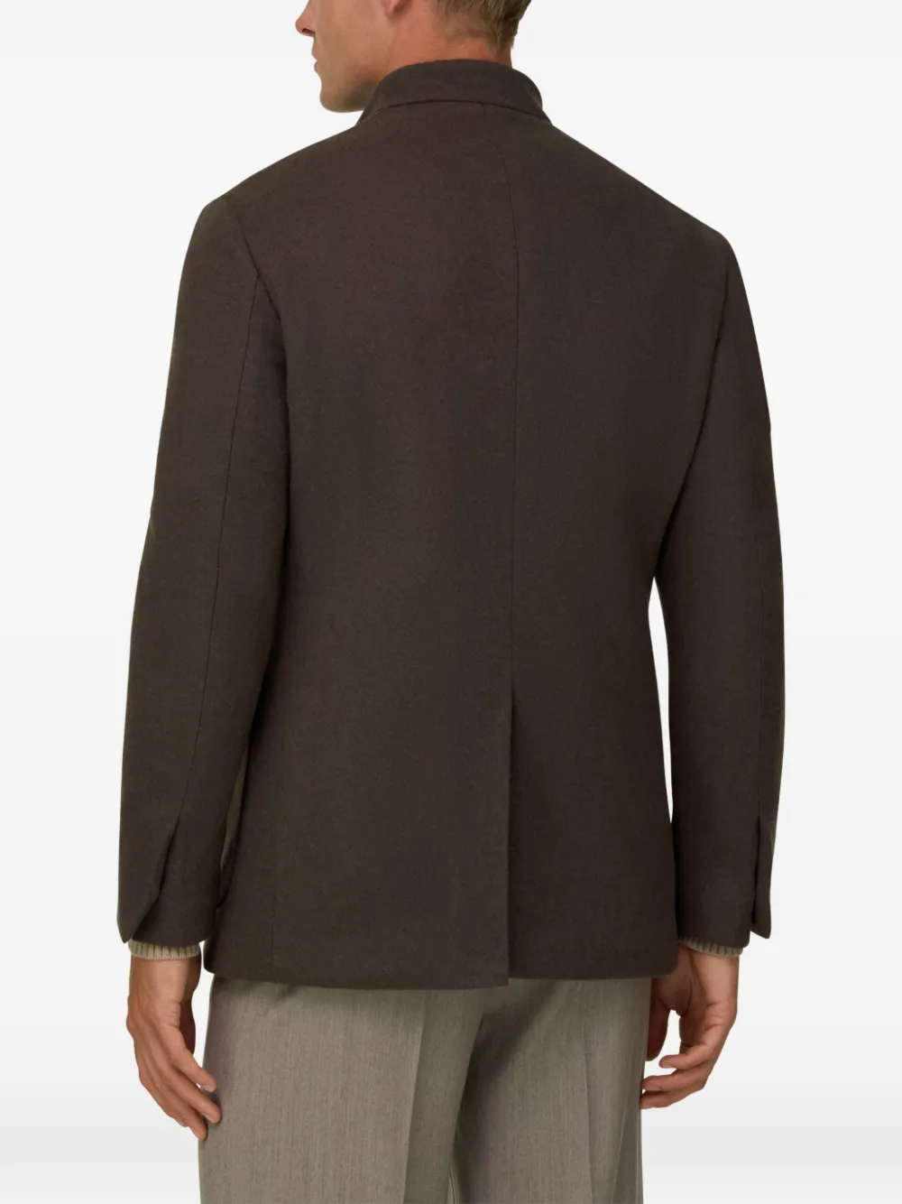 Boggi Milano blazer guru-collar padded wool cashmere Bruin