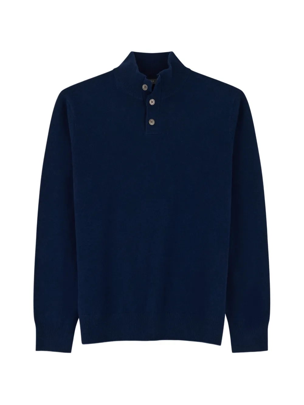 Boggi Milano roll-neck jumper buttons in wool cashmere - Blau