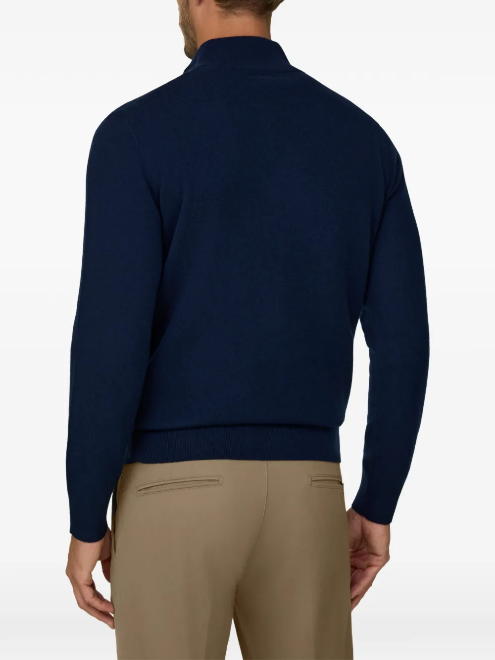 Boggi Milano roll-neck jumper buttons in wool cashmere Blauw