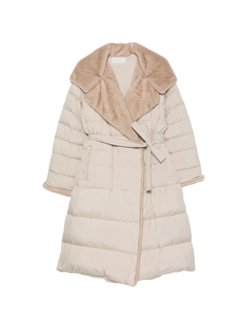 Antonelli Gewatteerde jas met afwerking van bont Beige