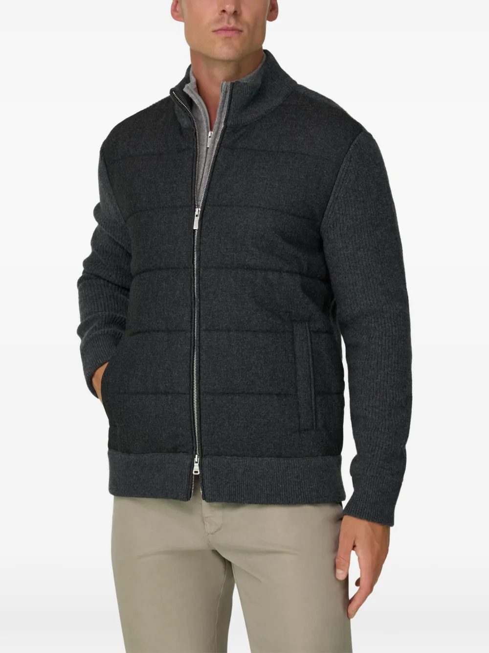 Boggi Milano full-zip jumper in cashmere blend Grijs