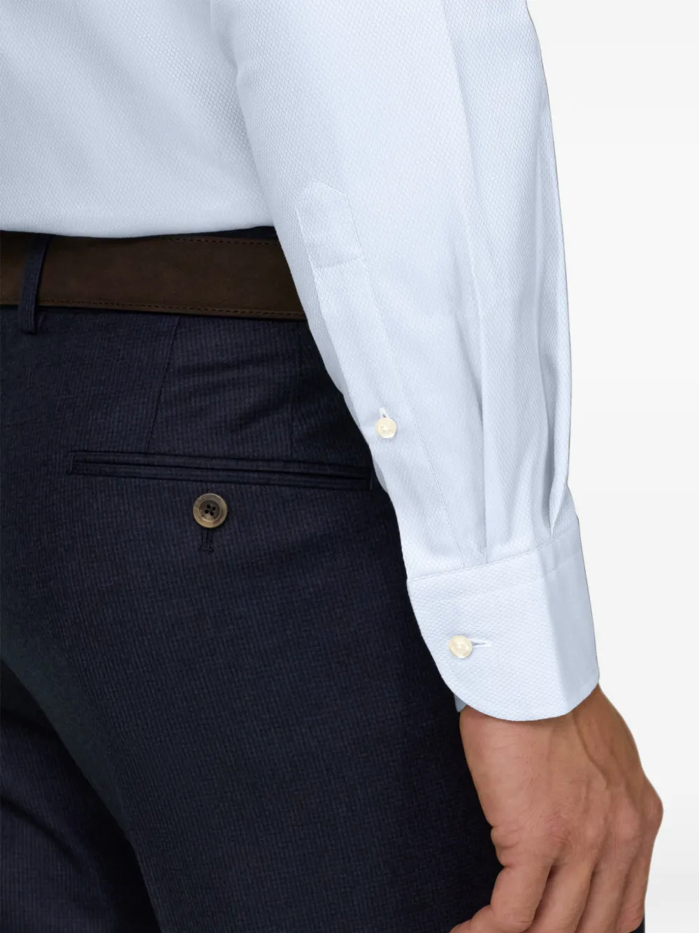 Boggi Milano structured cotton shirt regular fit Blauw