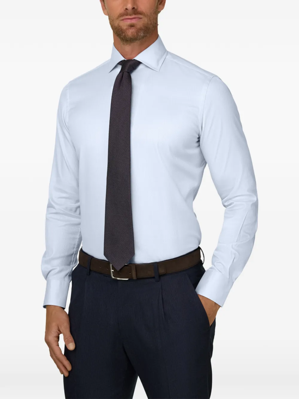 Boggi Milano structured cotton shirt regular fit Blauw