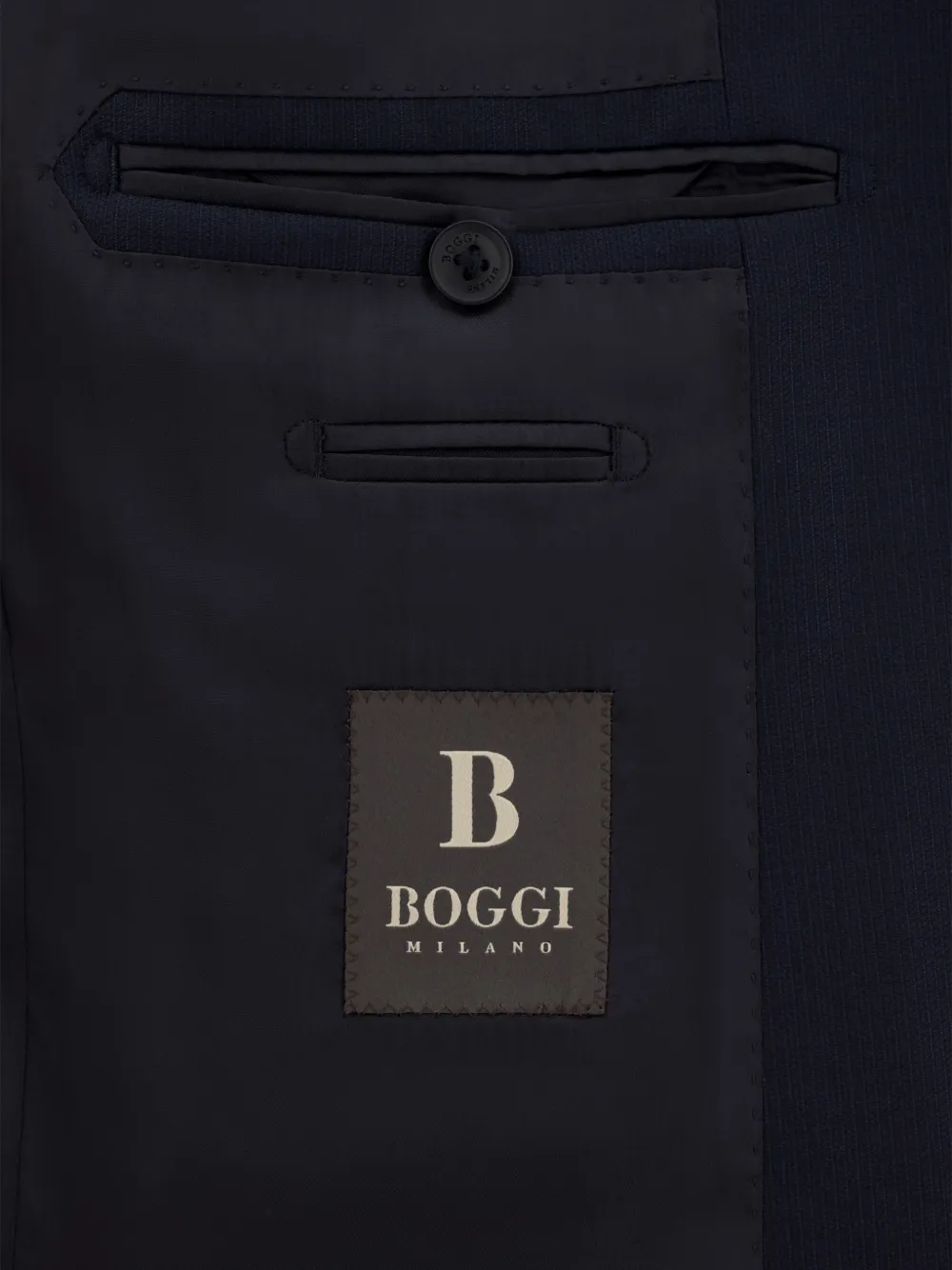 Boggi Milano suit pinstripe stretch wool Blauw