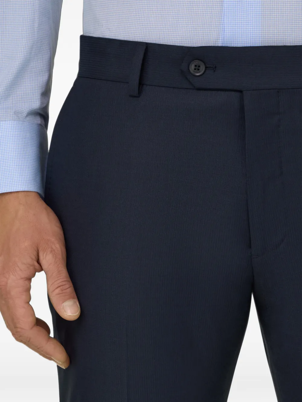 Boggi Milano suit pinstripe stretch wool Blauw