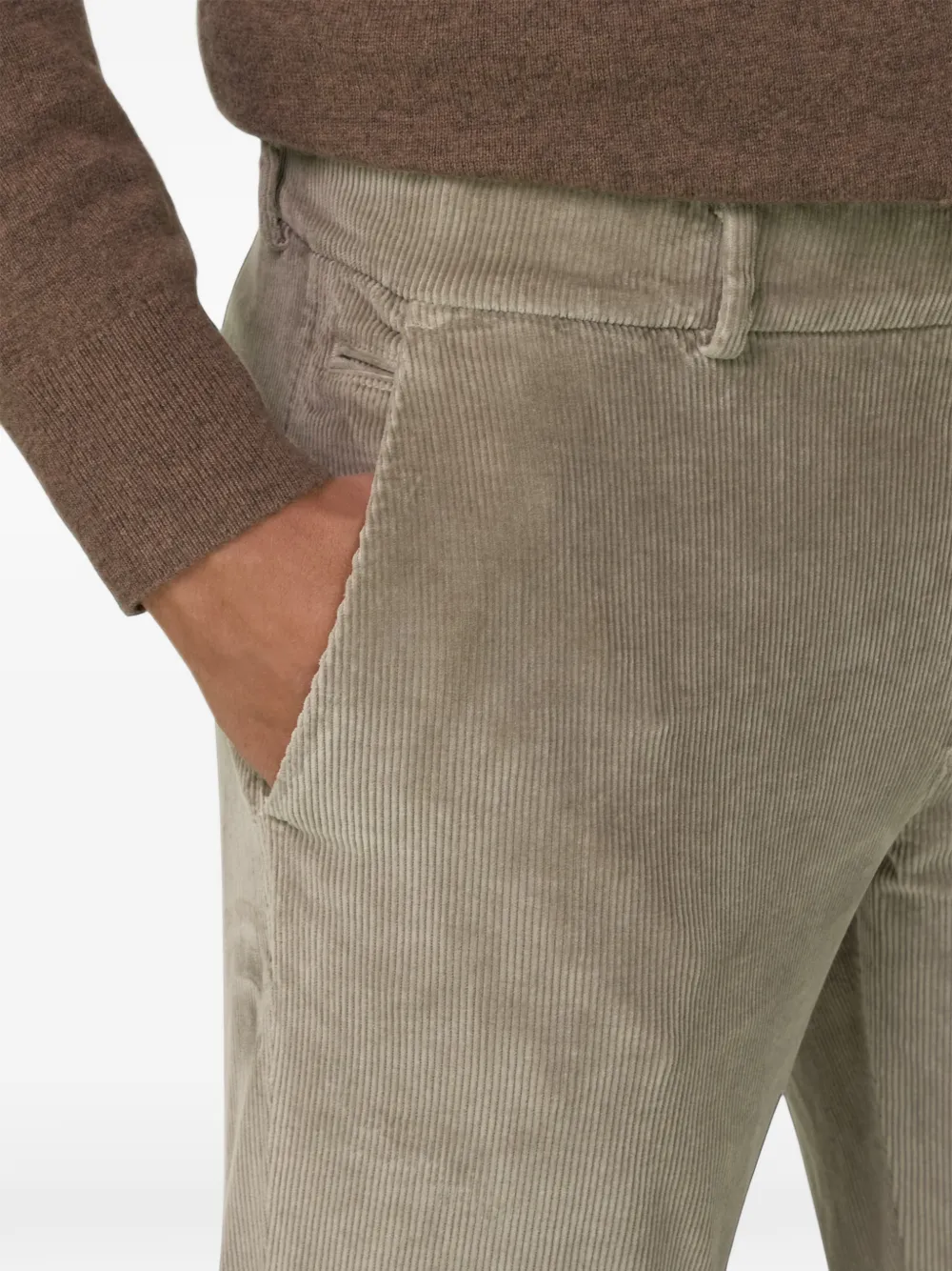 Boggi Milano stretch-velvet trousers Beige