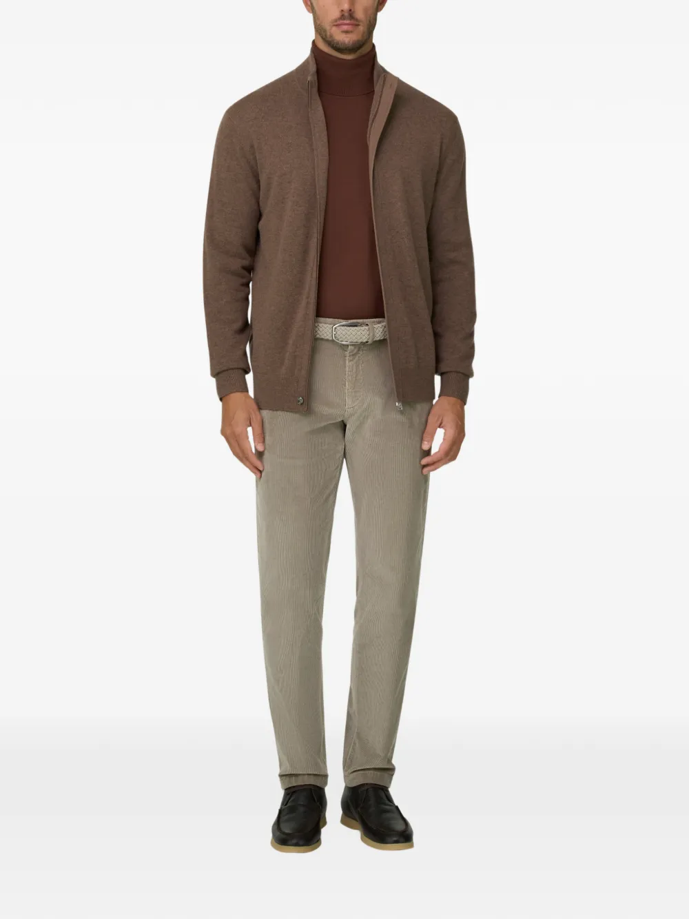 Boggi Milano stretch-velvet trousers Beige