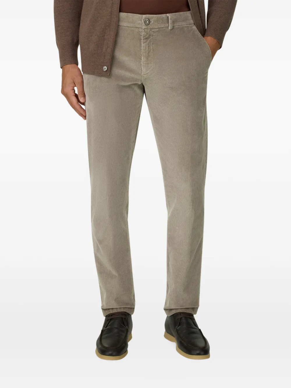 Boggi Milano stretch-velvet trousers Beige