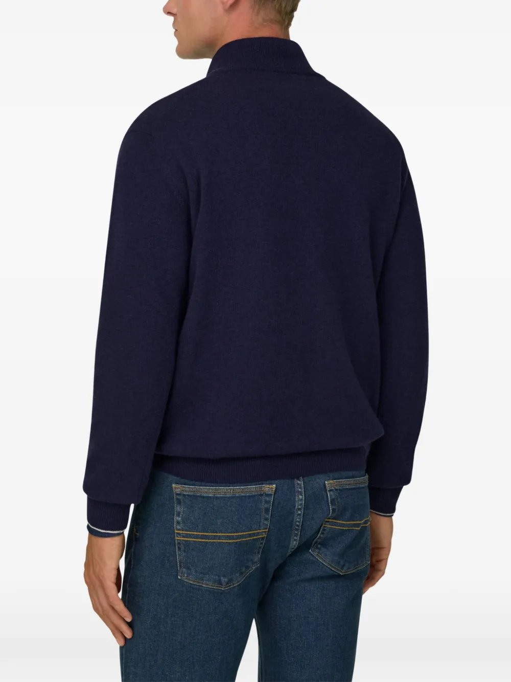 Boggi Milano quarter-zip jumper in cashmere blend Blauw