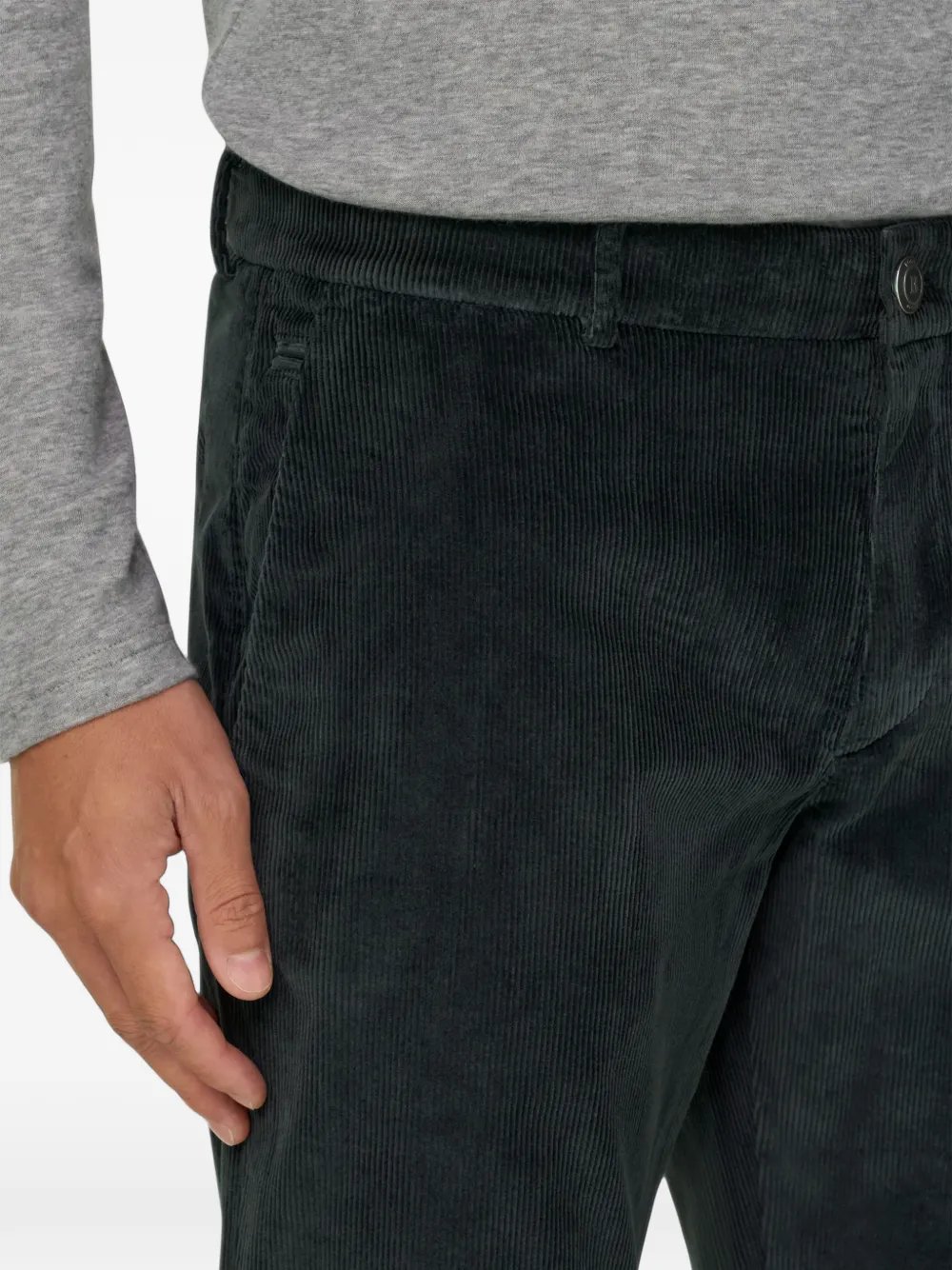 Boggi Milano stretch-velvet trousers Zwart