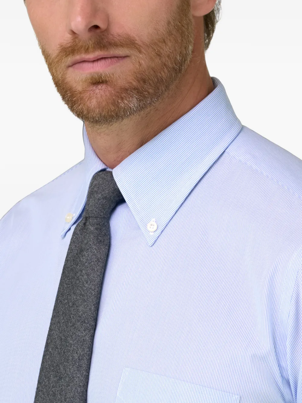 Boggi Milano shirt in striped cotton poplin regular fit Blauw