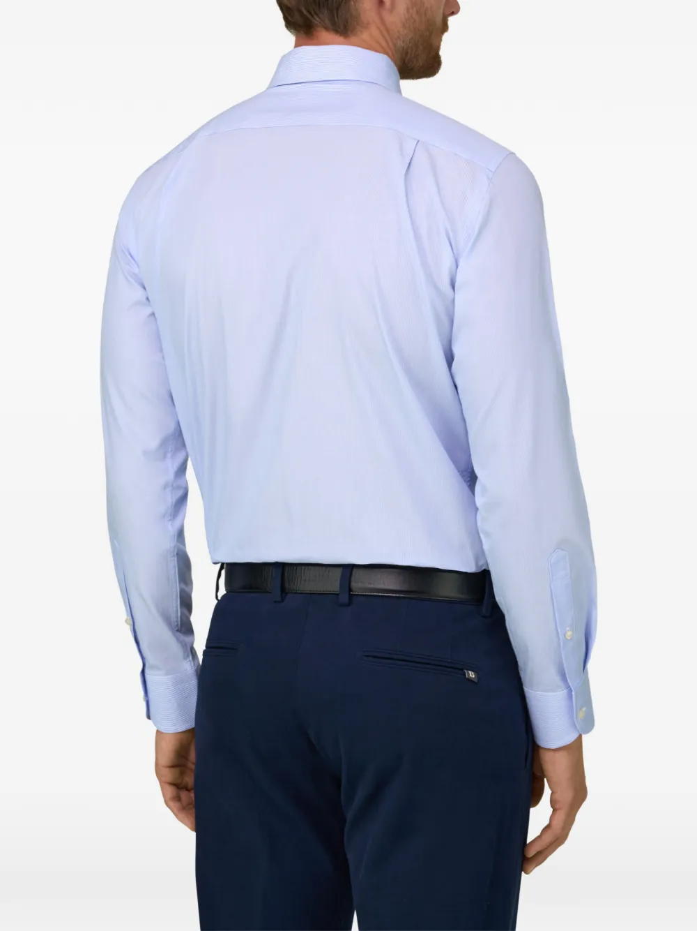 Boggi Milano shirt in striped cotton poplin regular fit Blauw