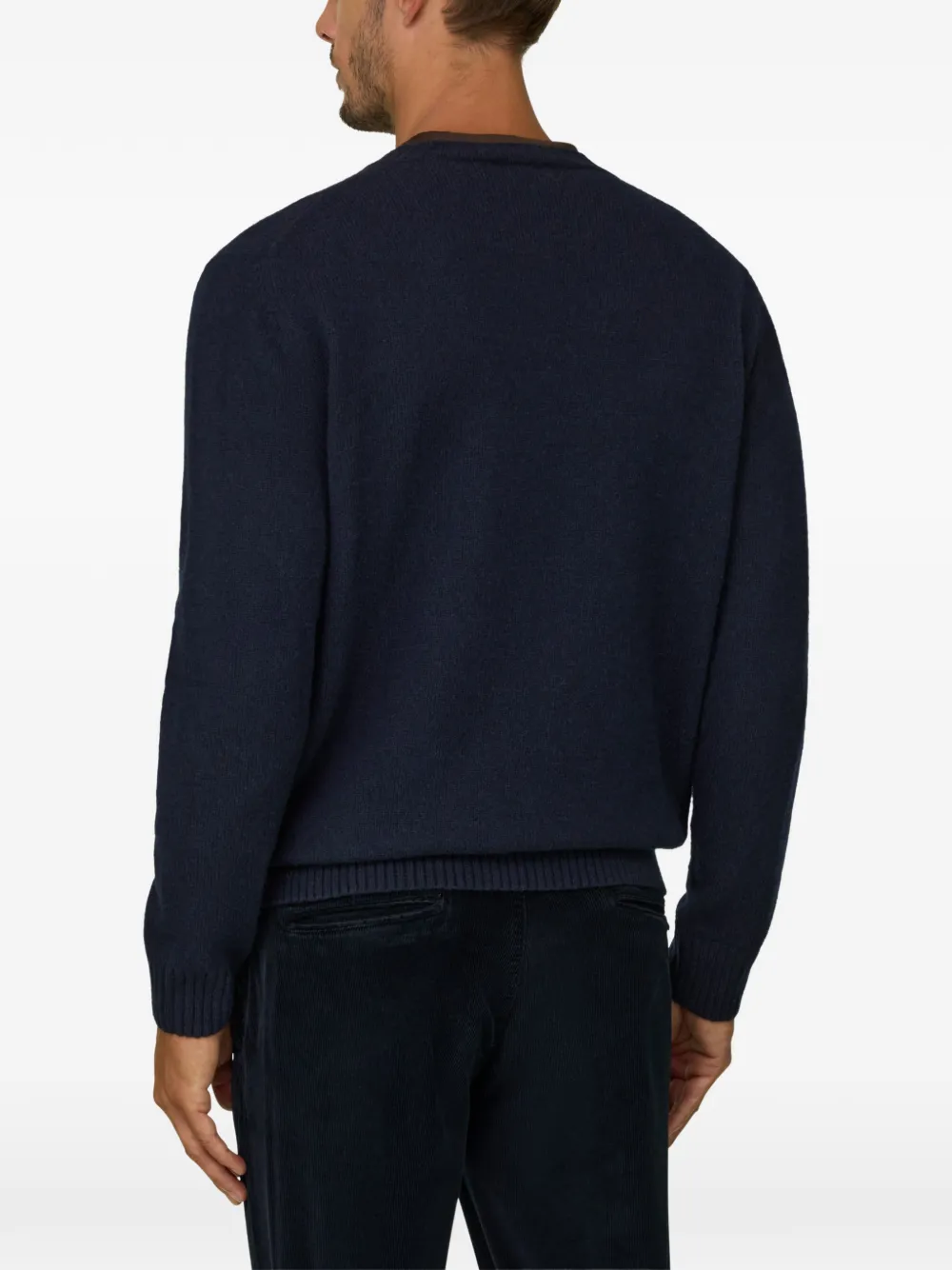 Boggi Milano crew neck jumper in wool blend Blauw