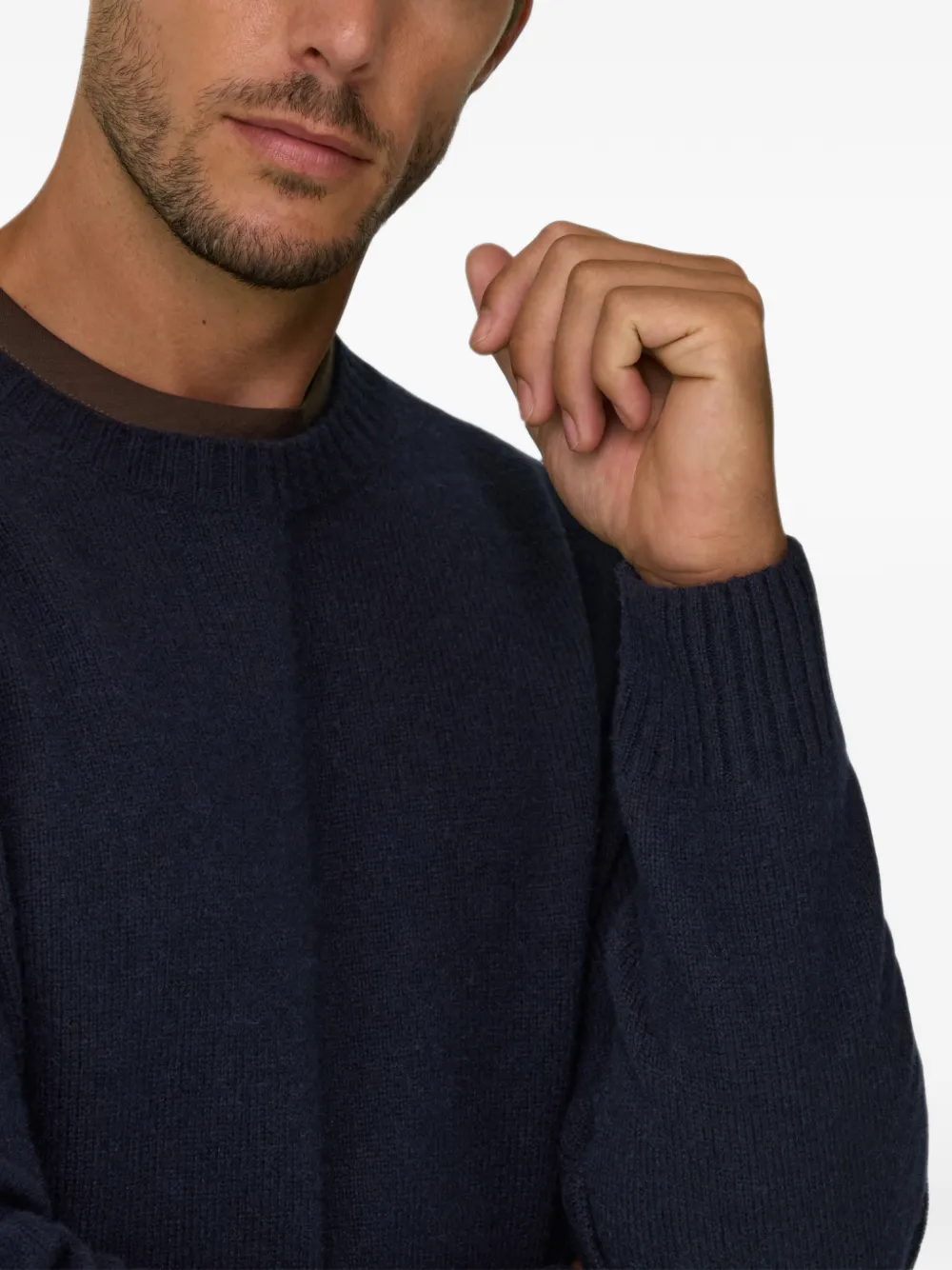 Boggi Milano crew neck jumper in wool blend Blauw