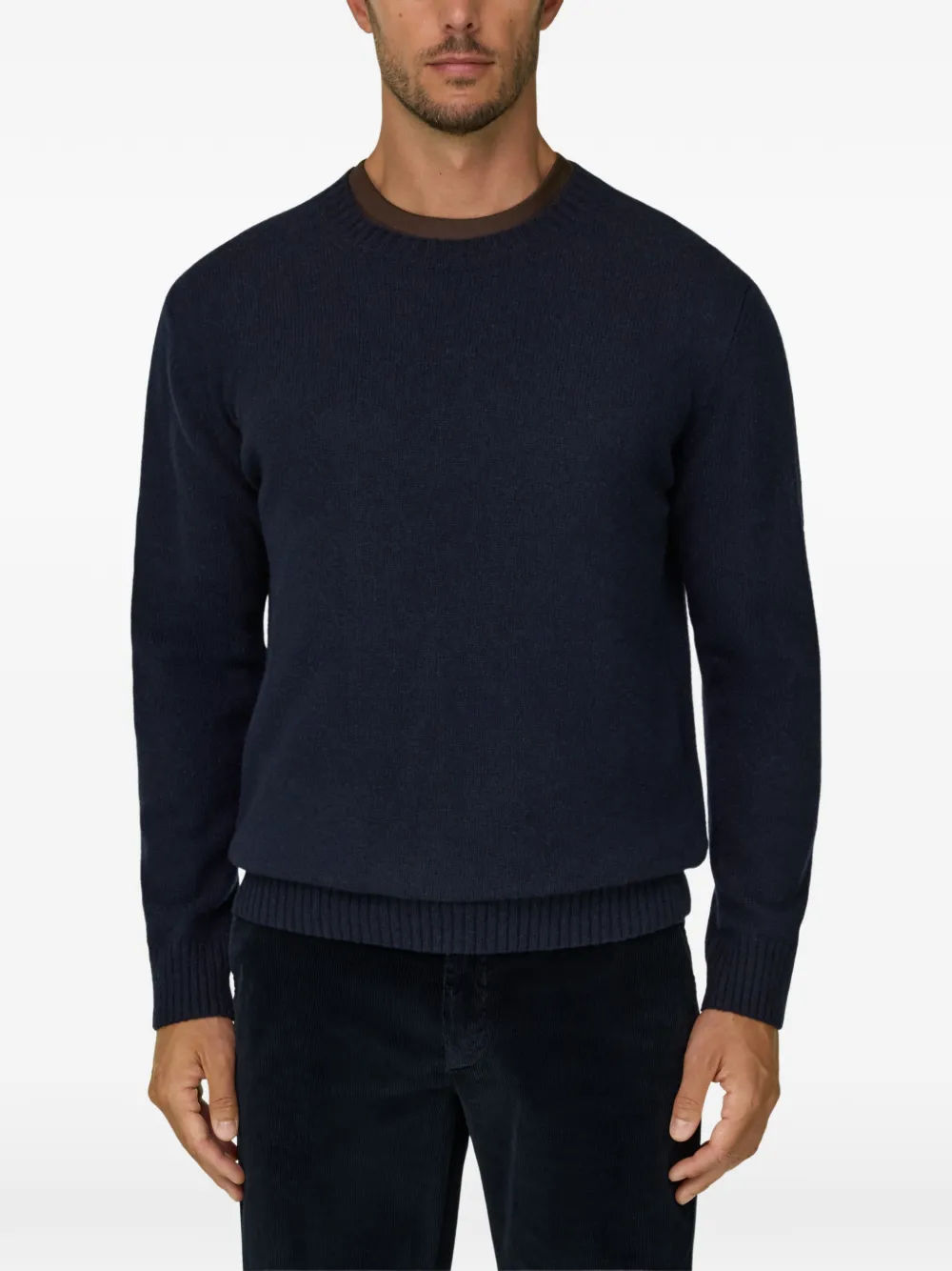 Boggi Milano crew neck jumper in wool blend Blauw