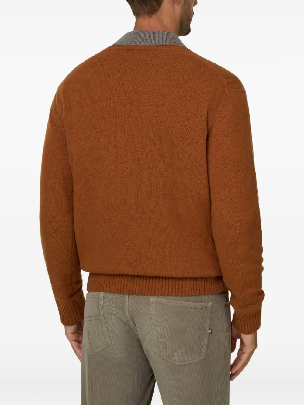 Boggi Milano crew neck jumper in wool blend Oranje