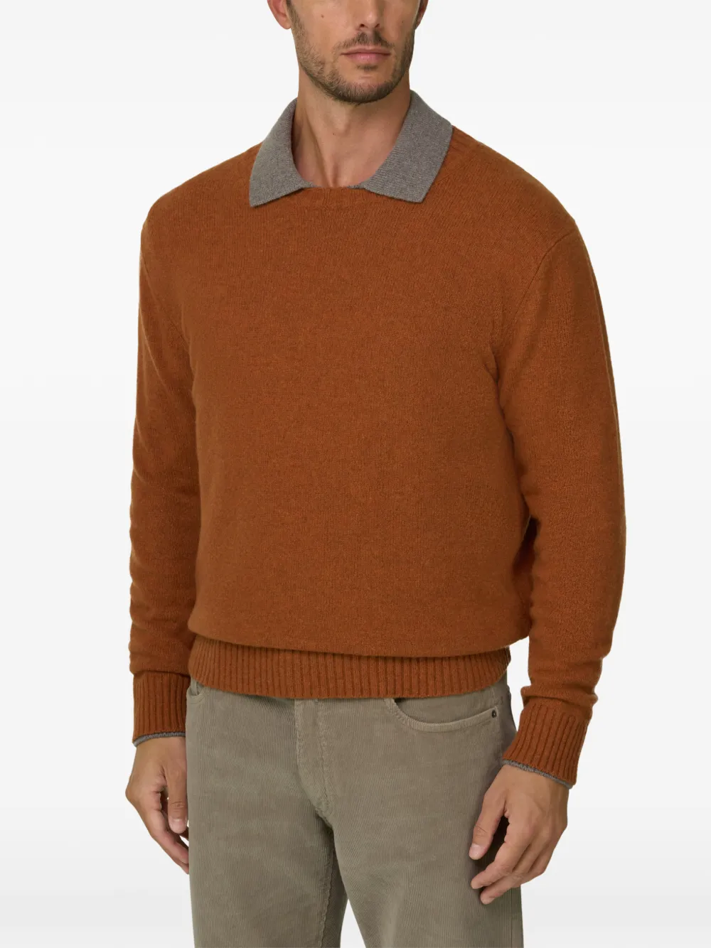 Boggi Milano crew neck jumper in wool blend Oranje
