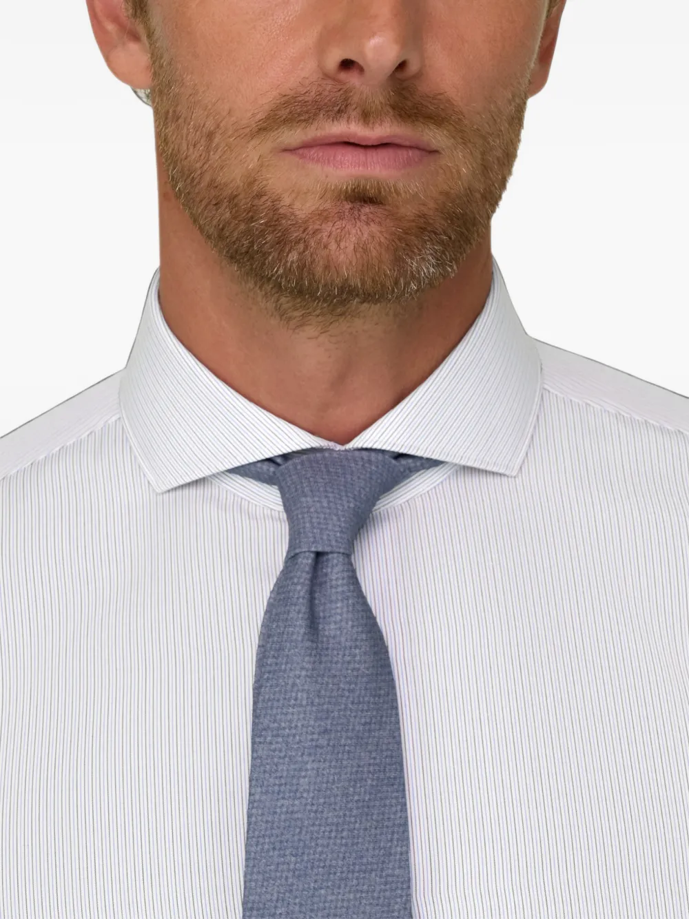 Boggi Milano striped non-iron cotton slim fit shirt Wit