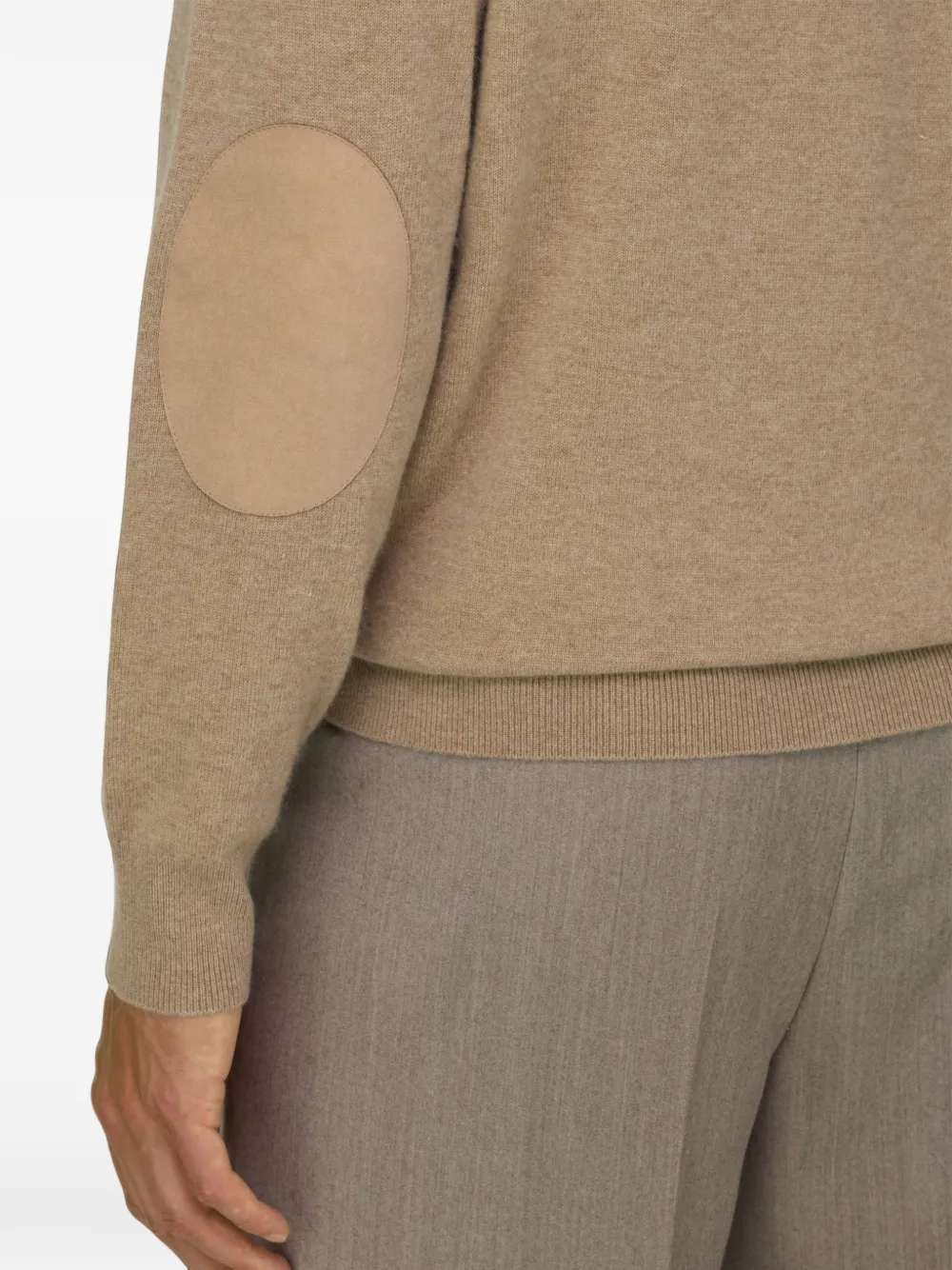 Boggi Milano roll-neck jumper quarter-zip wool cashmere mélange Beige