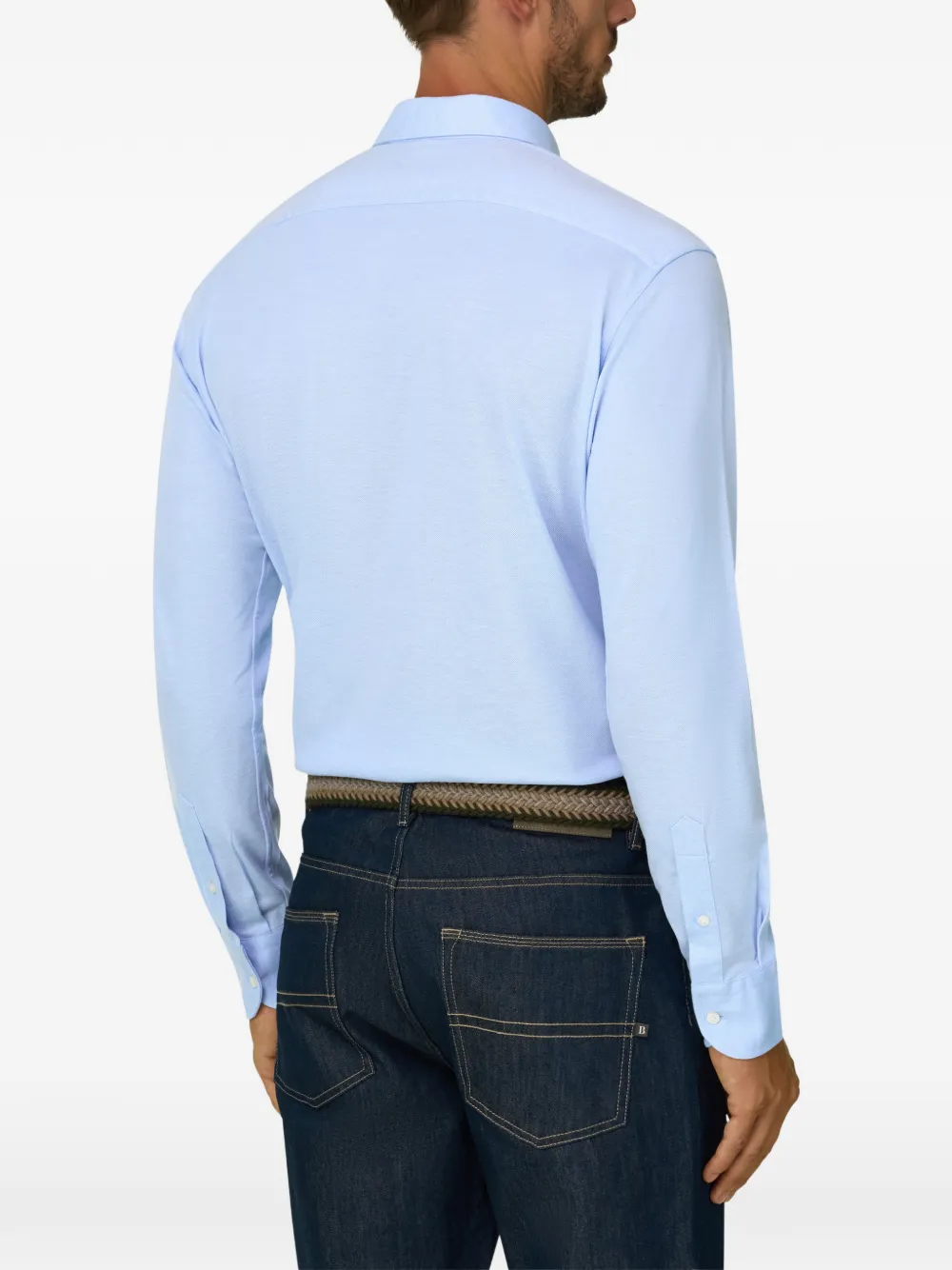 Boggi Milano polo shirt mouliné cotton regular-fit Blauw