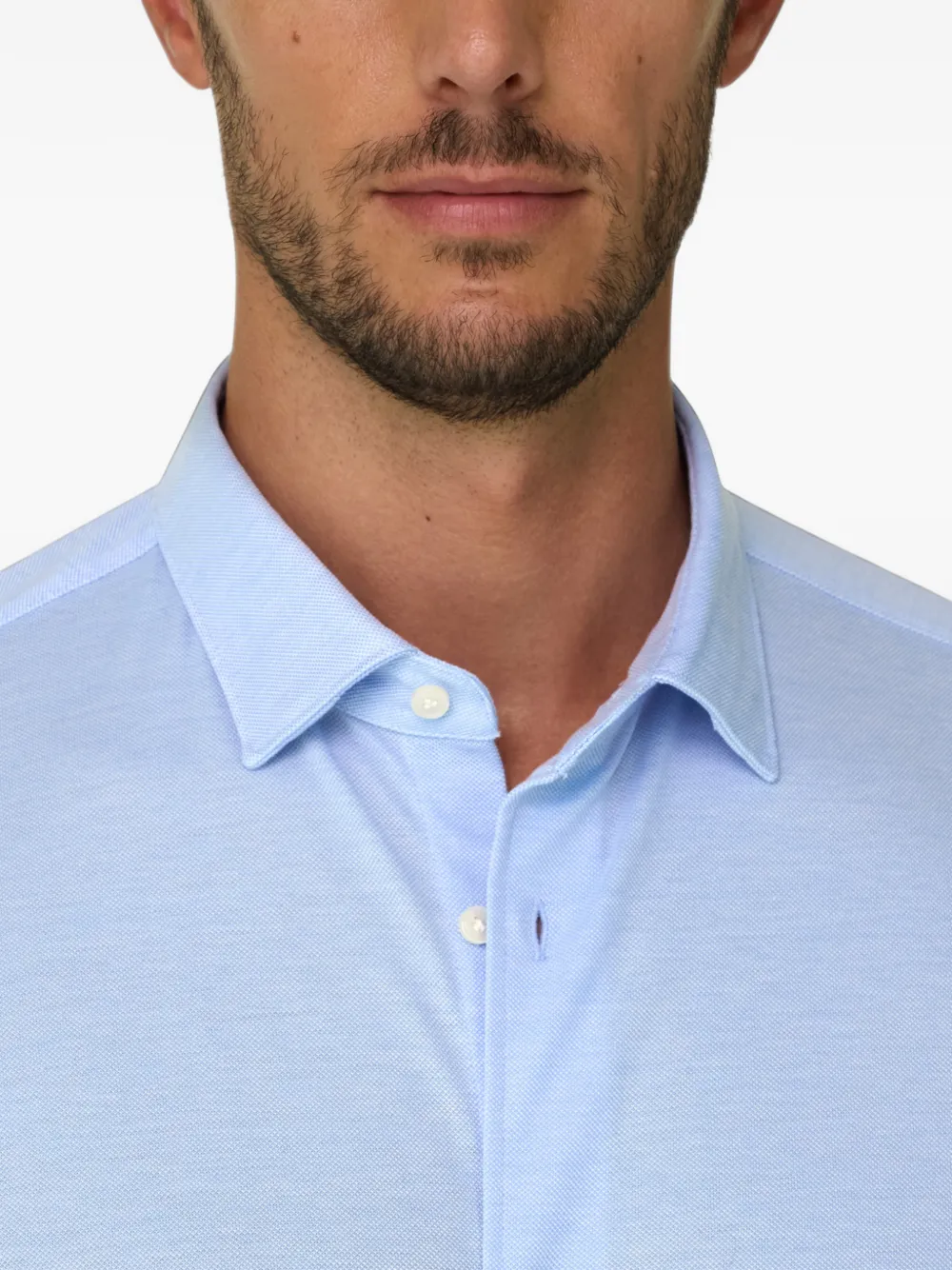 Boggi Milano polo shirt mouliné cotton regular-fit Blauw