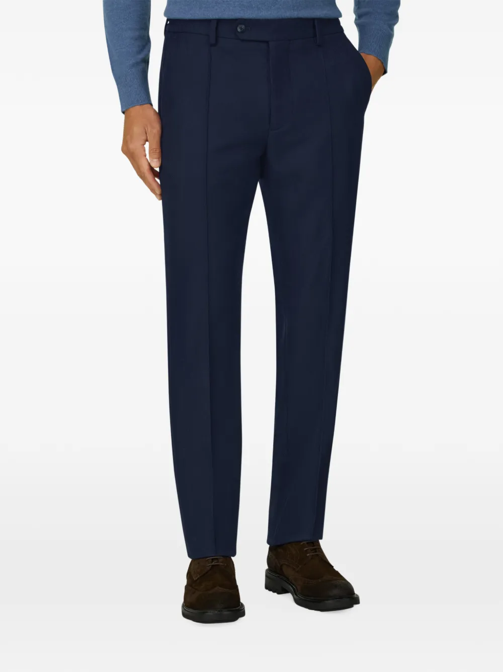 Boggi Milano trousers in wool flannel Blauw