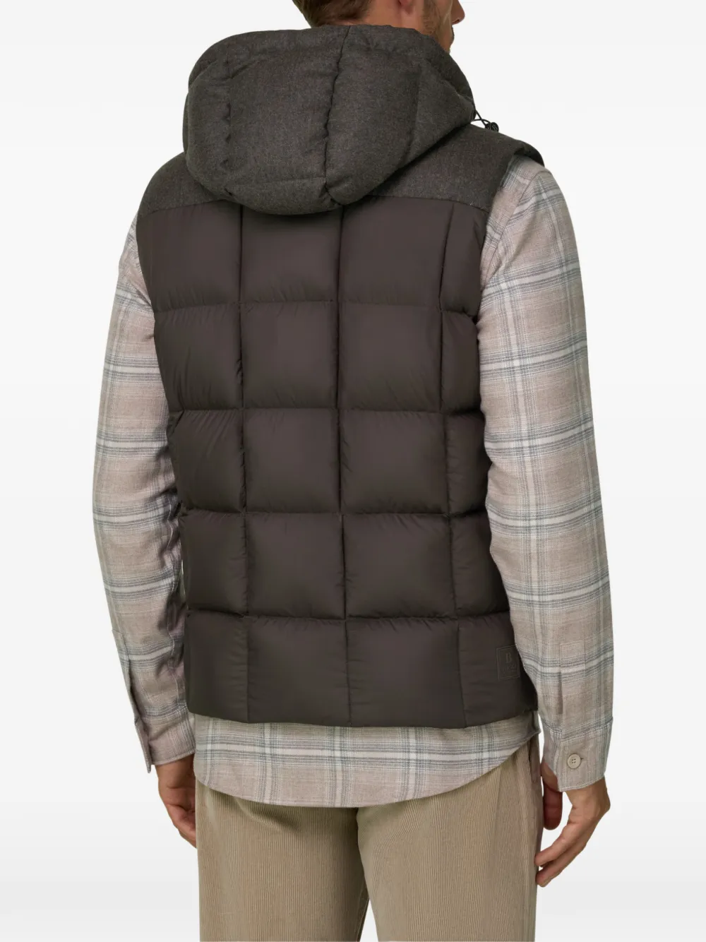 Boggi Milano gilet padded flannel with goose down and hood Bruin