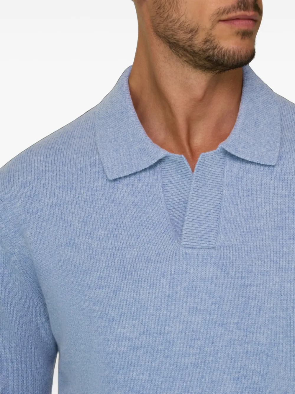 Boggi Milano knitted polo shirt in wool cashmere Blauw
