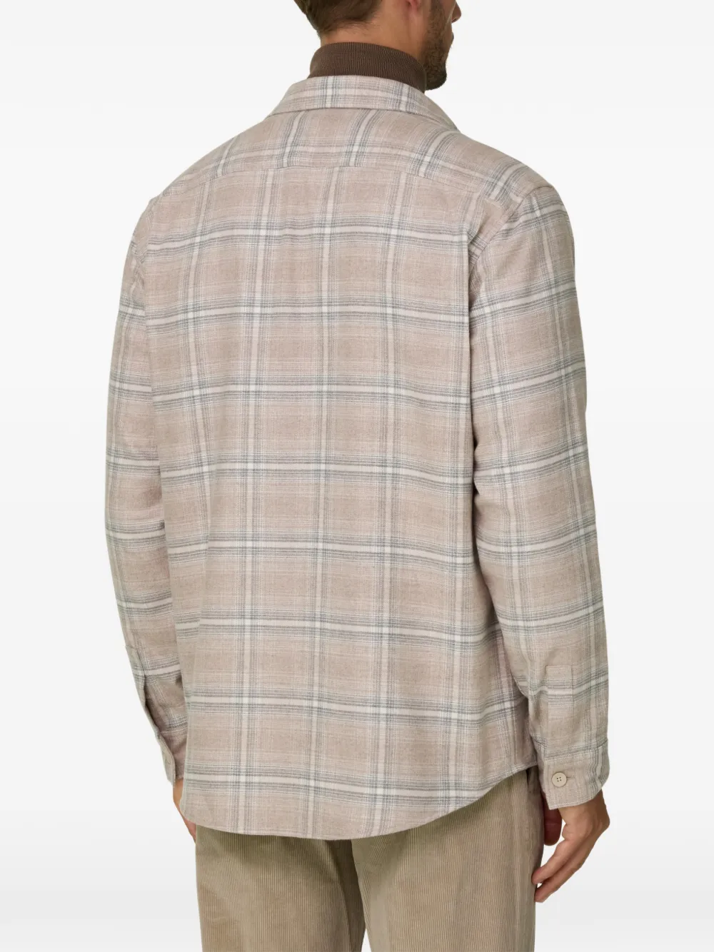 Boggi Milano overshirt checked cotton flannel Beige