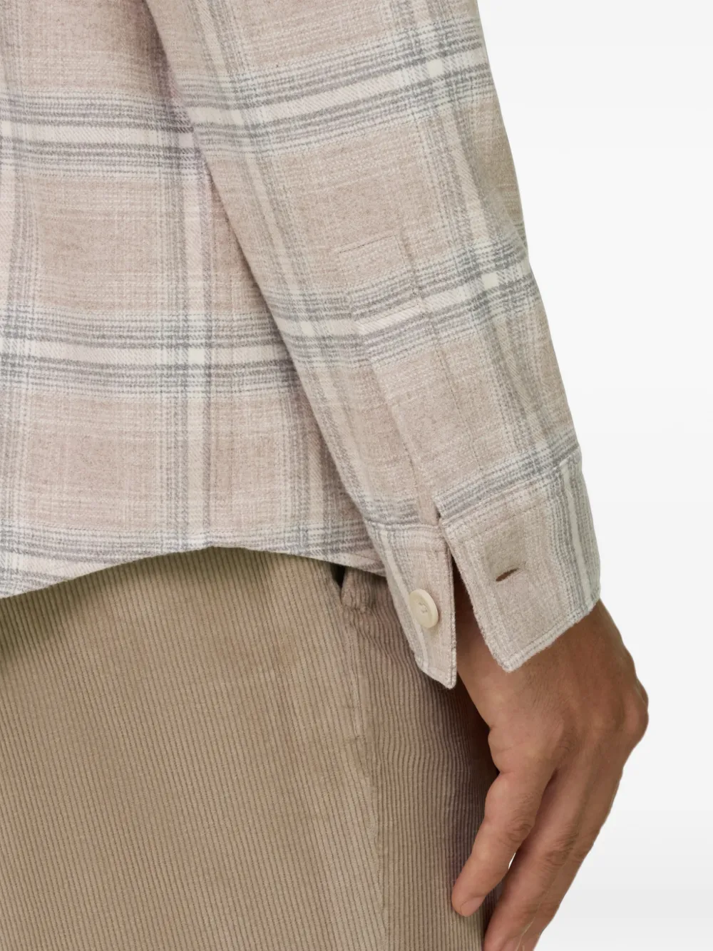 Boggi Milano overshirt checked cotton flannel Beige