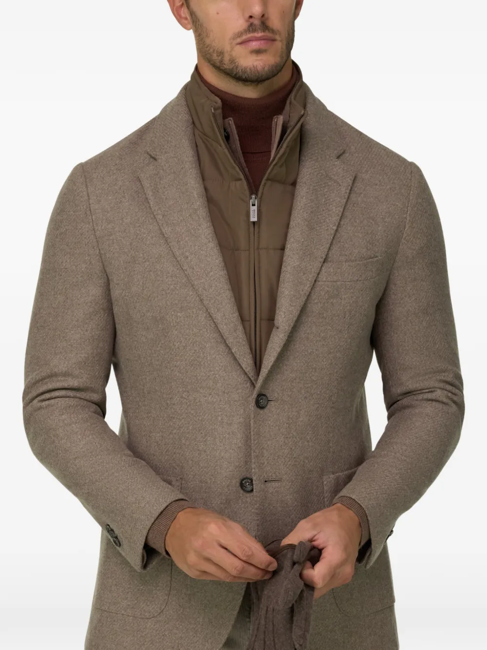Boggi Milano blazer in wool blend with removable bib Bruin