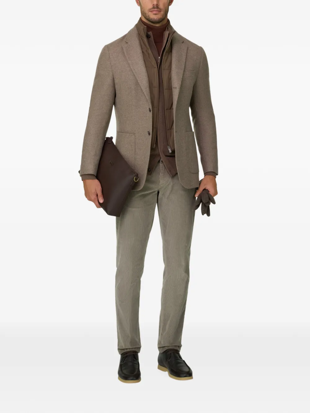 Boggi Milano blazer in wool blend with removable bib Bruin