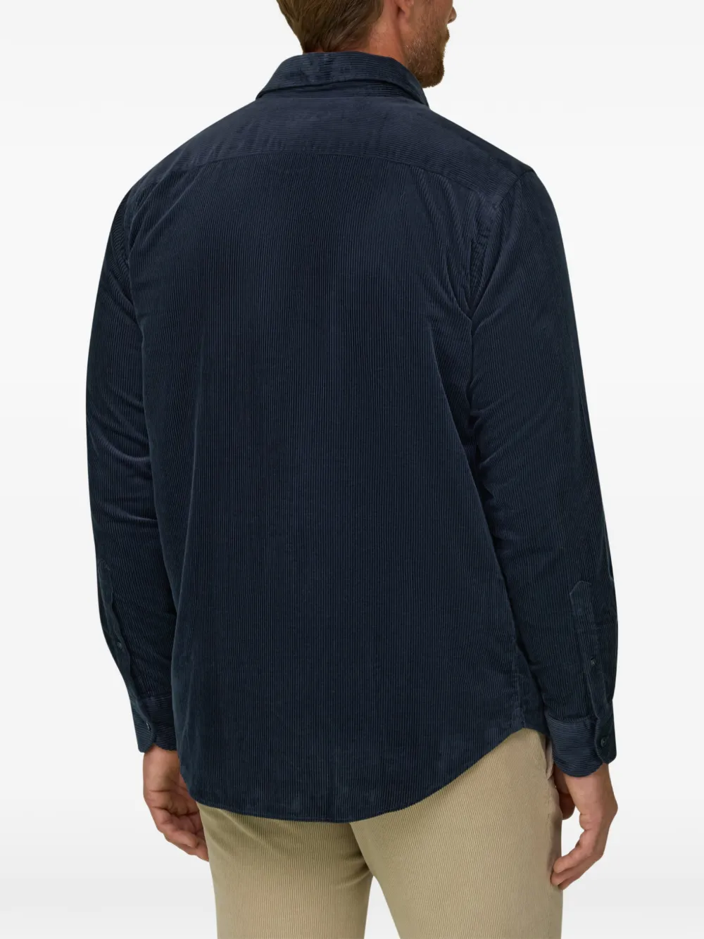 Boggi Milano shirt in cotton-blend corduroy regular-fit Blauw