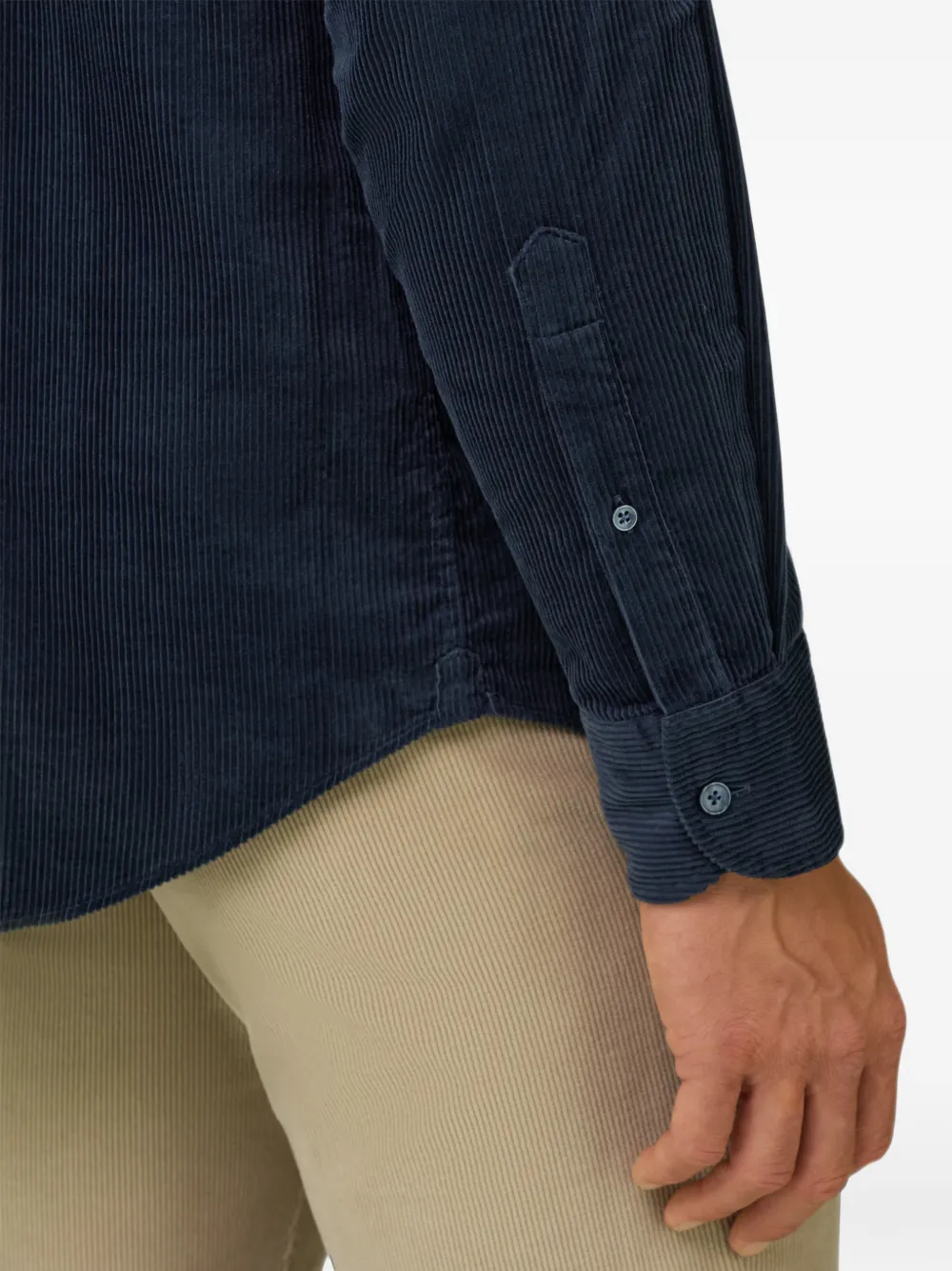 Boggi Milano shirt in cotton-blend corduroy regular-fit Blauw
