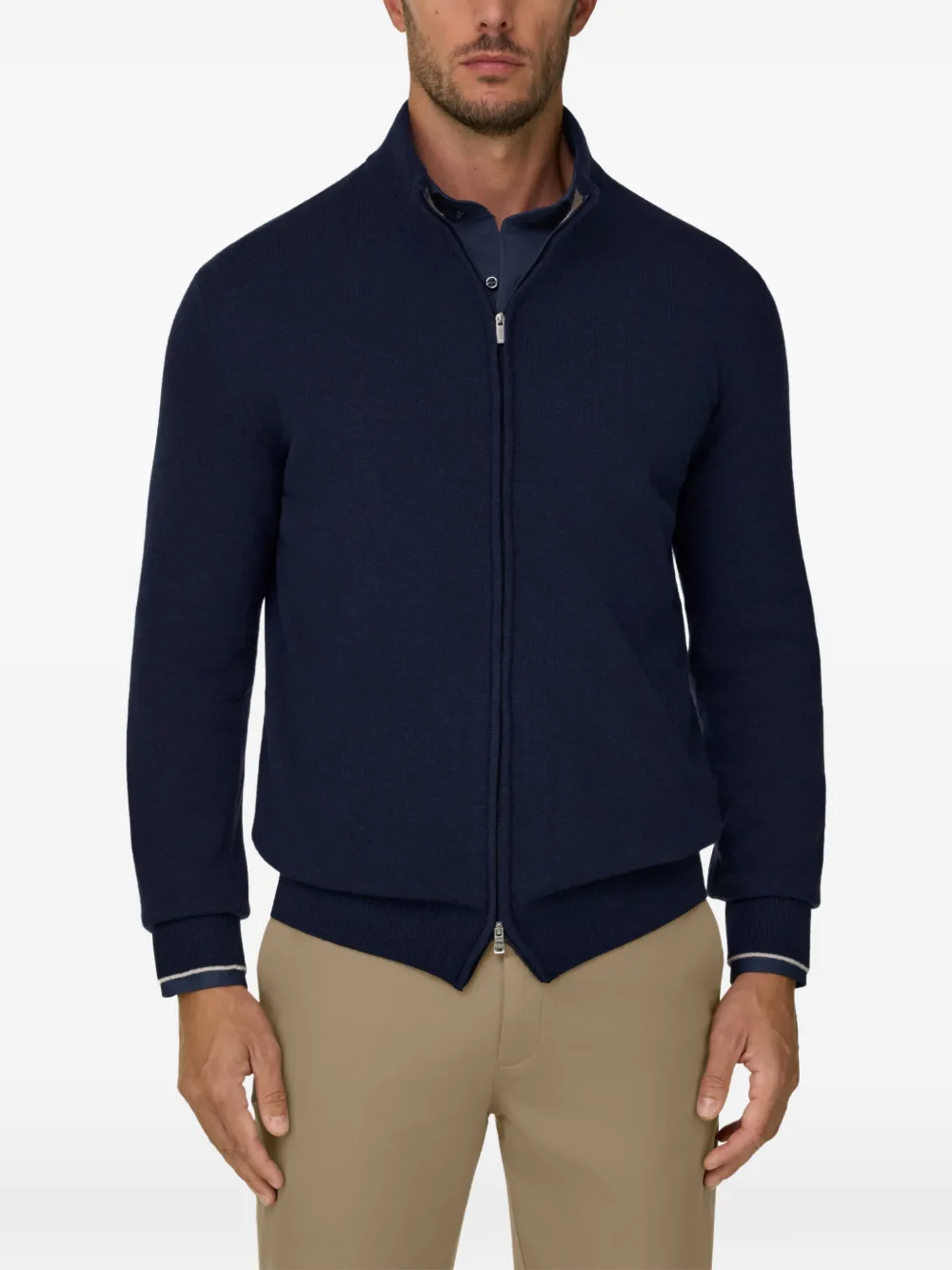 Boggi Milano full-zip jumper in cashmere blend Blauw