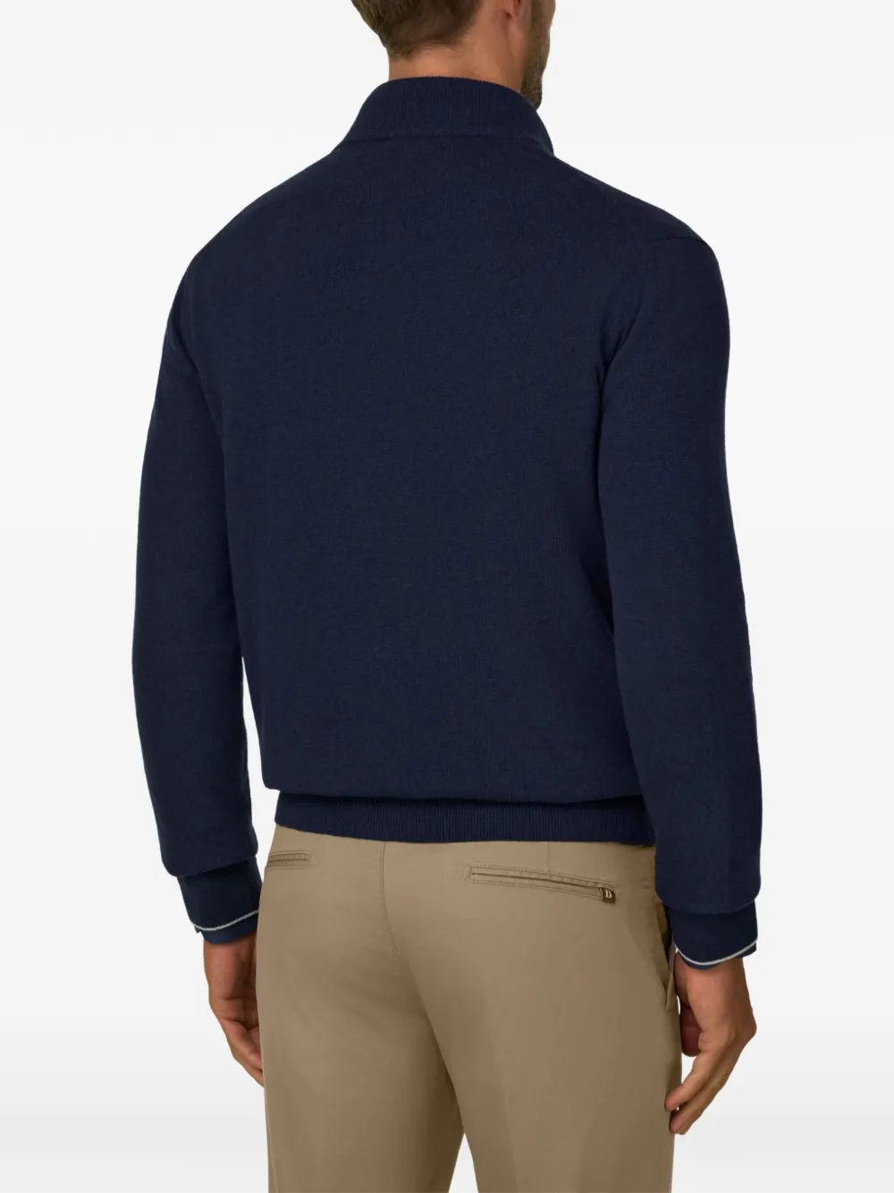 Boggi Milano full-zip jumper in cashmere blend Blauw
