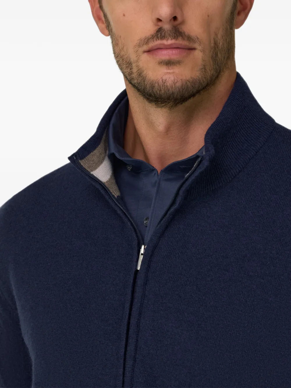 Boggi Milano full-zip jumper in cashmere blend Blauw