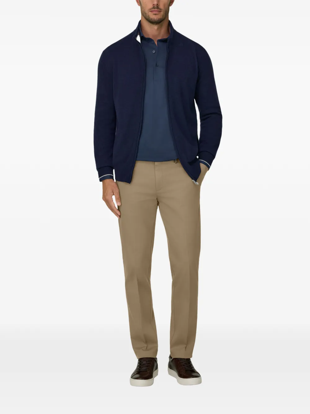 Boggi Milano full-zip jumper in cashmere blend Blauw