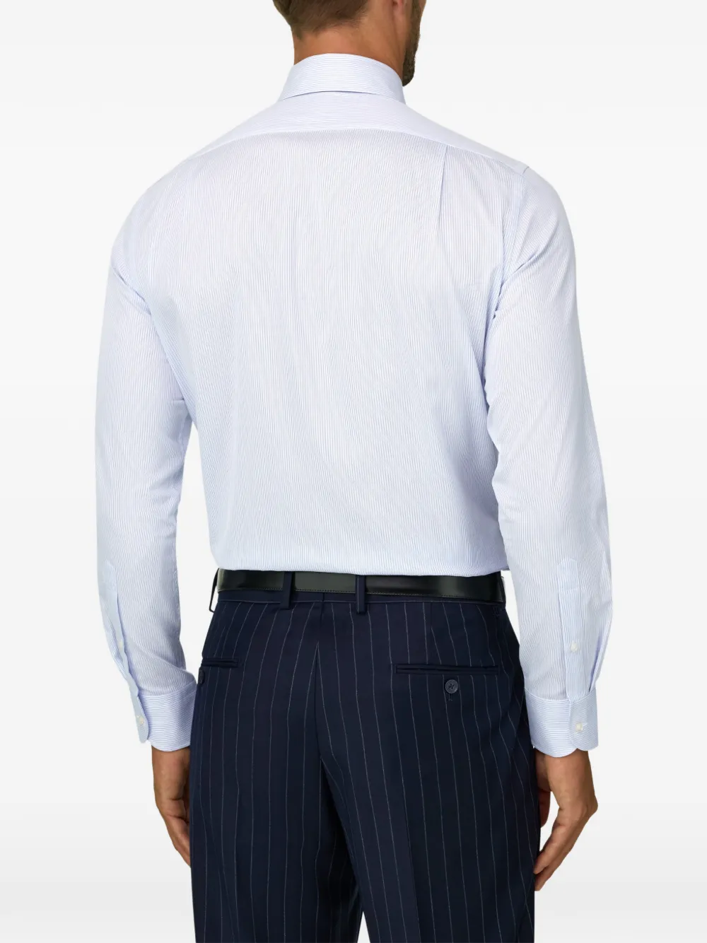 Boggi Milano striped cotton shirt regular fit Blauw