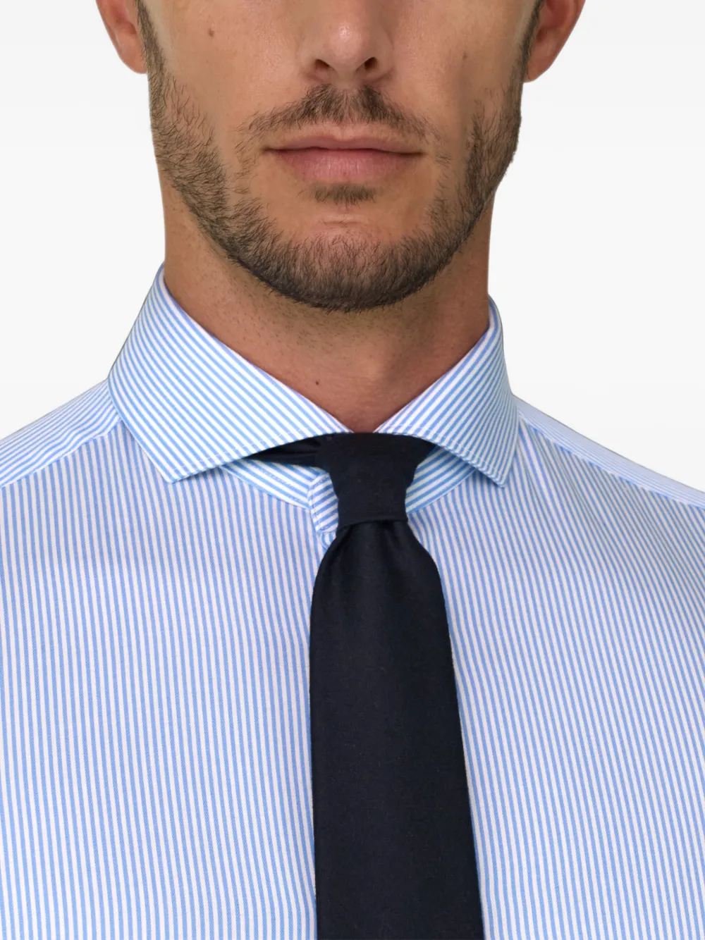 Boggi Milano striped cotton twill shirt slim fit Wit
