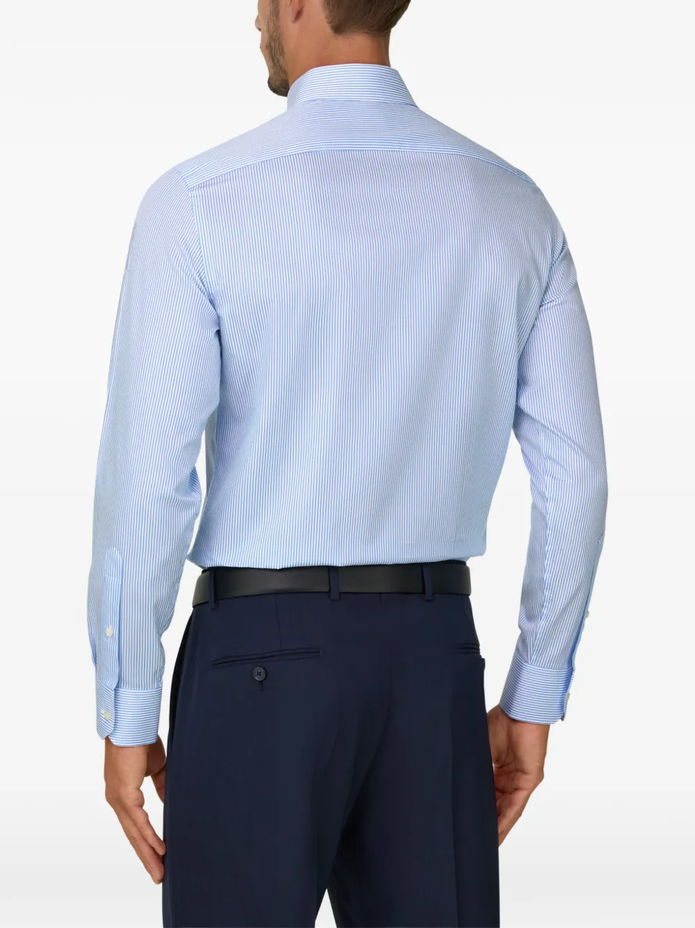 Boggi Milano striped cotton twill shirt slim fit Wit