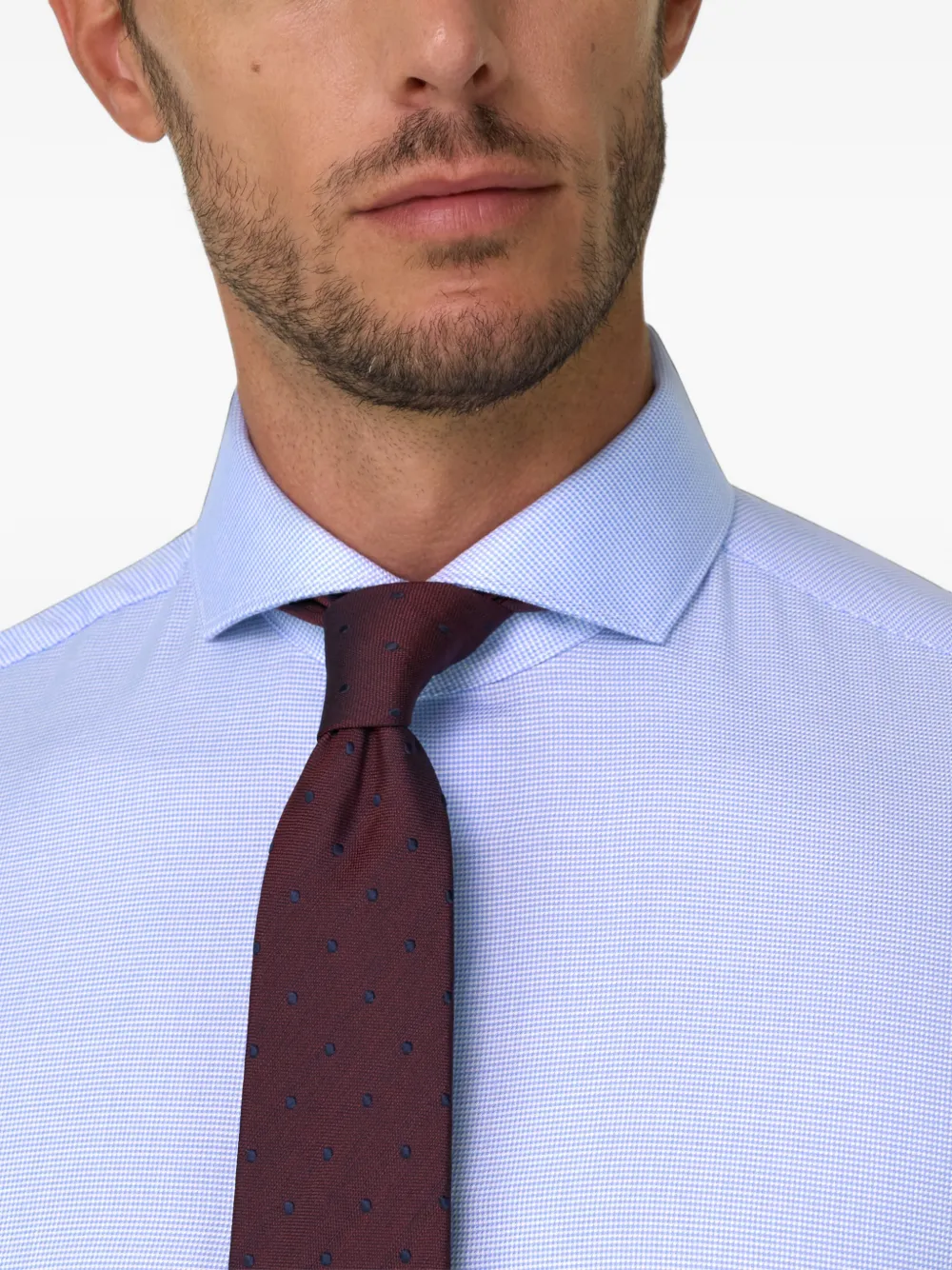 Boggi Milano shirt houndstooth cotton slim fit Blauw