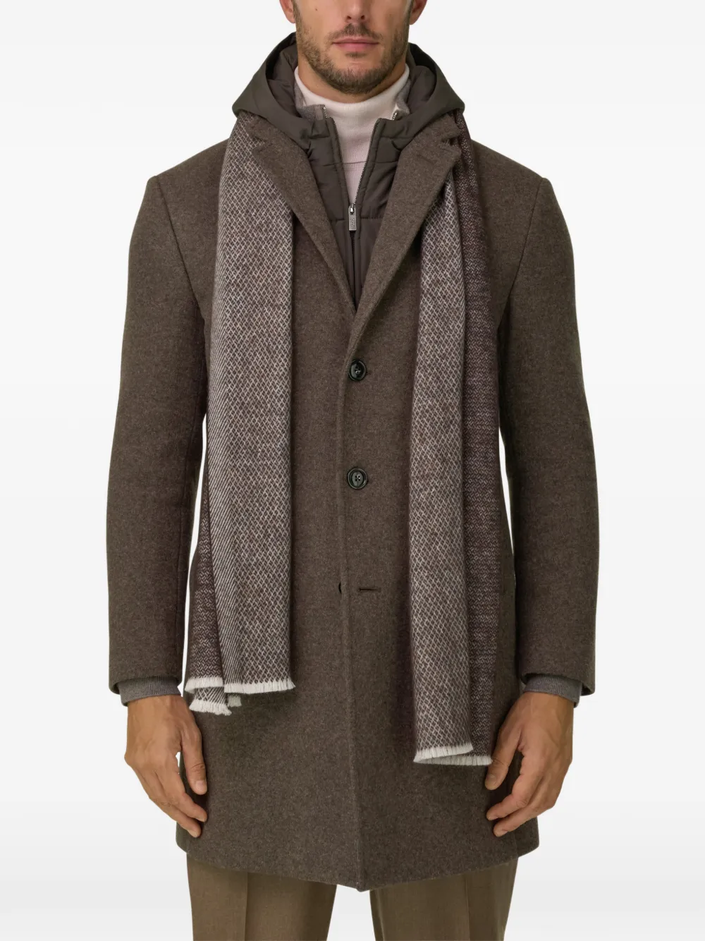 Boggi Milano coat in wool-blend B jersey Bruin