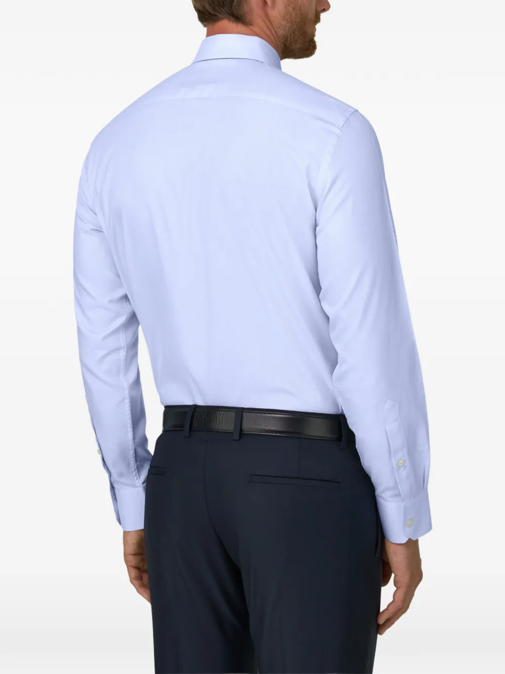 Boggi Milano shirt in cotton dobby slim fit Blauw