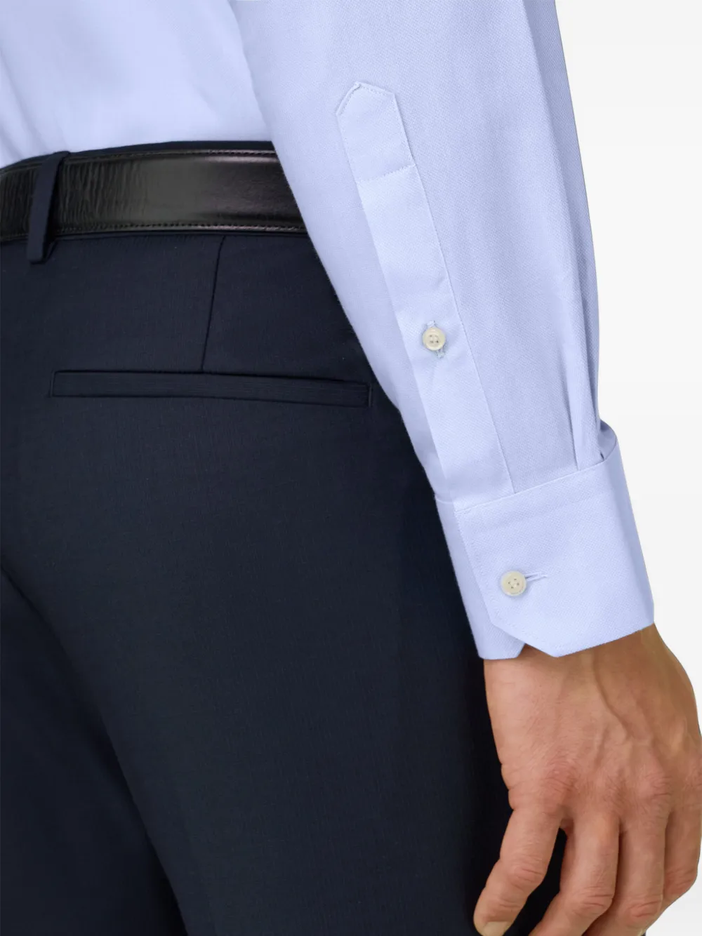 Boggi Milano shirt in cotton dobby slim fit Blauw