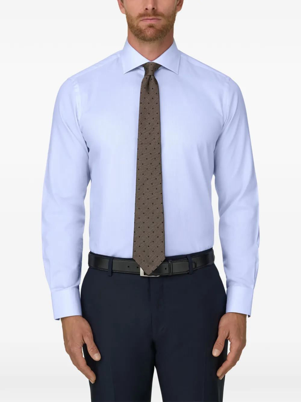 Boggi Milano shirt in cotton dobby slim fit Blauw