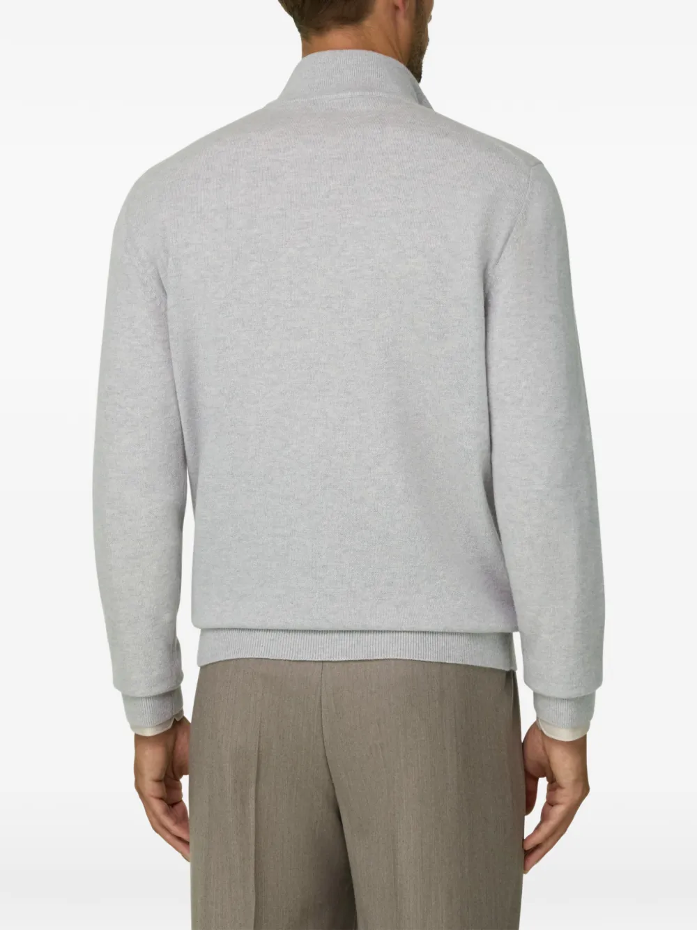 Boggi Milano quarter-zip jumper in cashmere Grijs