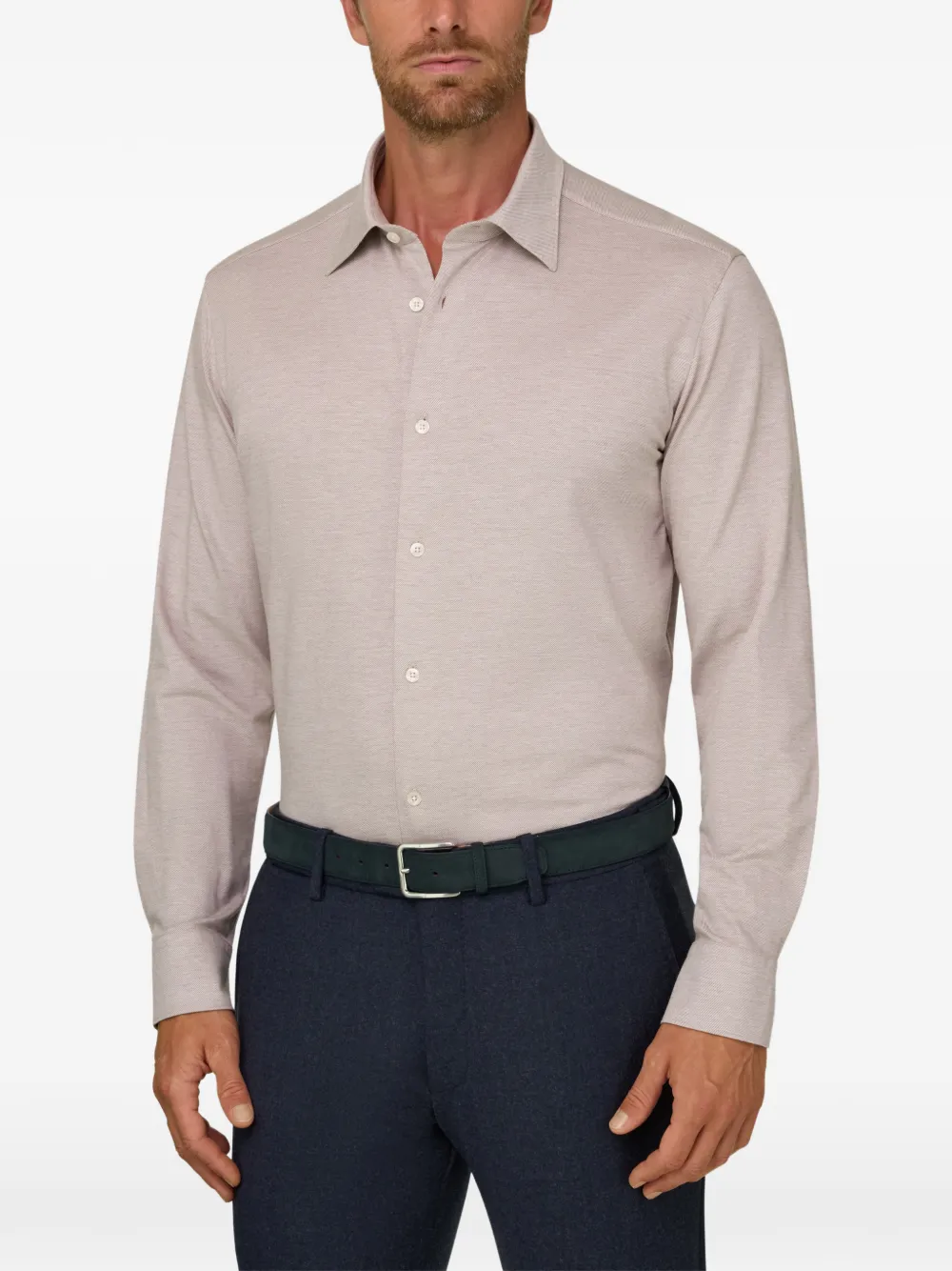 Boggi Milano polo shirt in cotton wool twill blend regular fit Beige